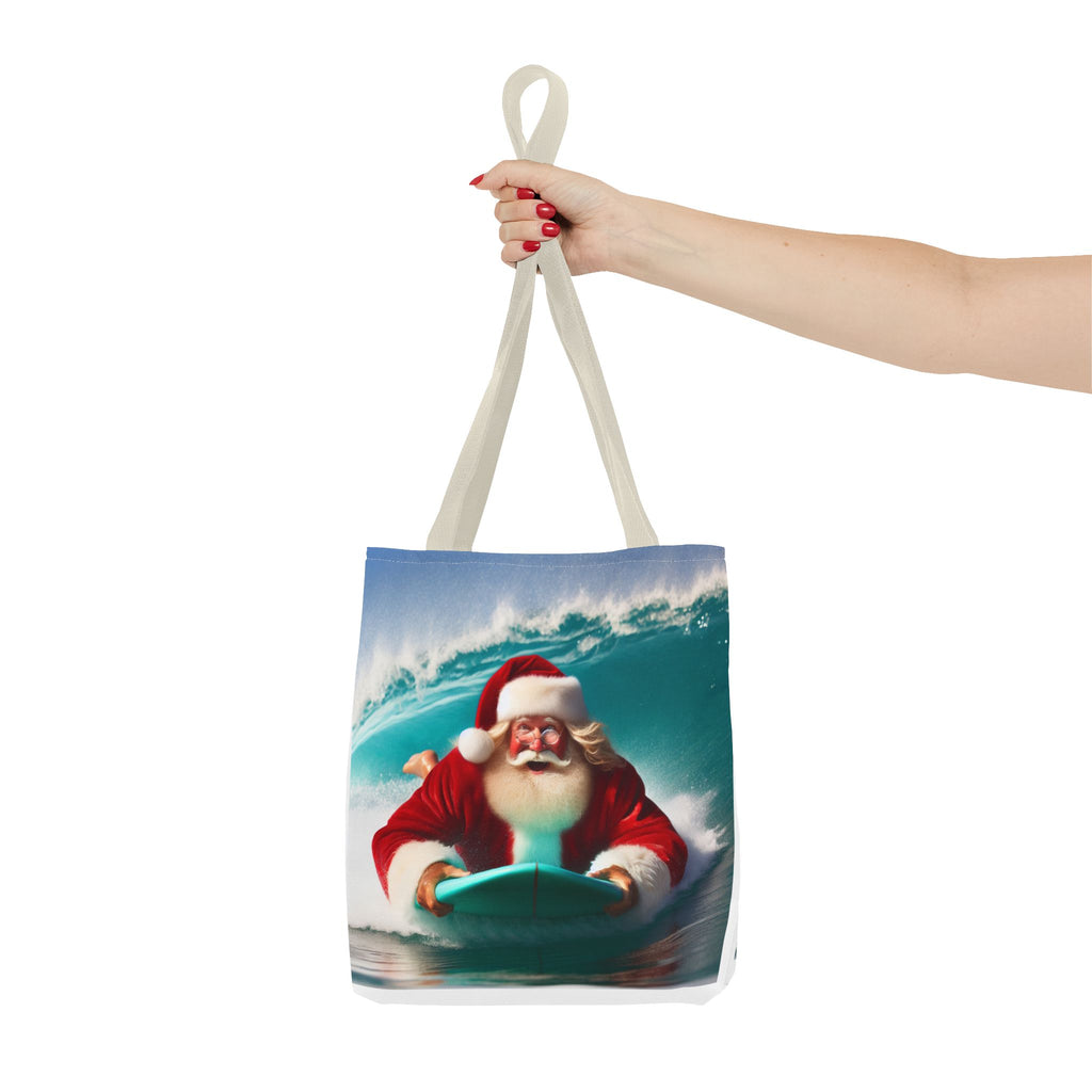 Christmas Surfing Santa Tote Bag – Festive Beach Holiday Shopper