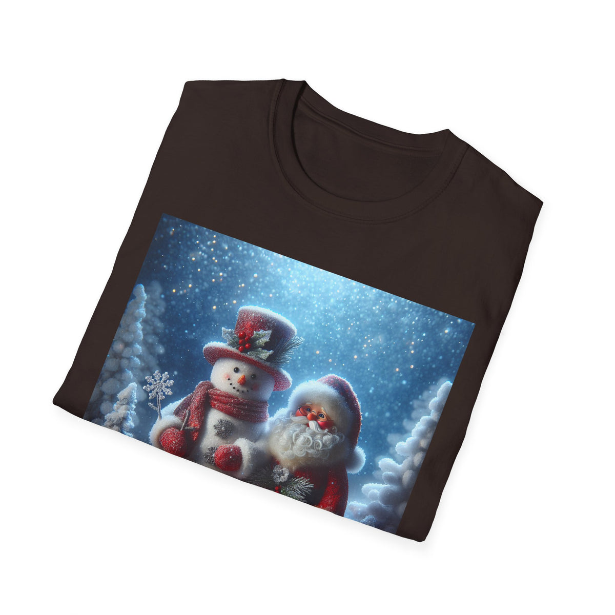 Christmas Santa & Snowman T-Shirt — Holiday Winter Scene Tee
