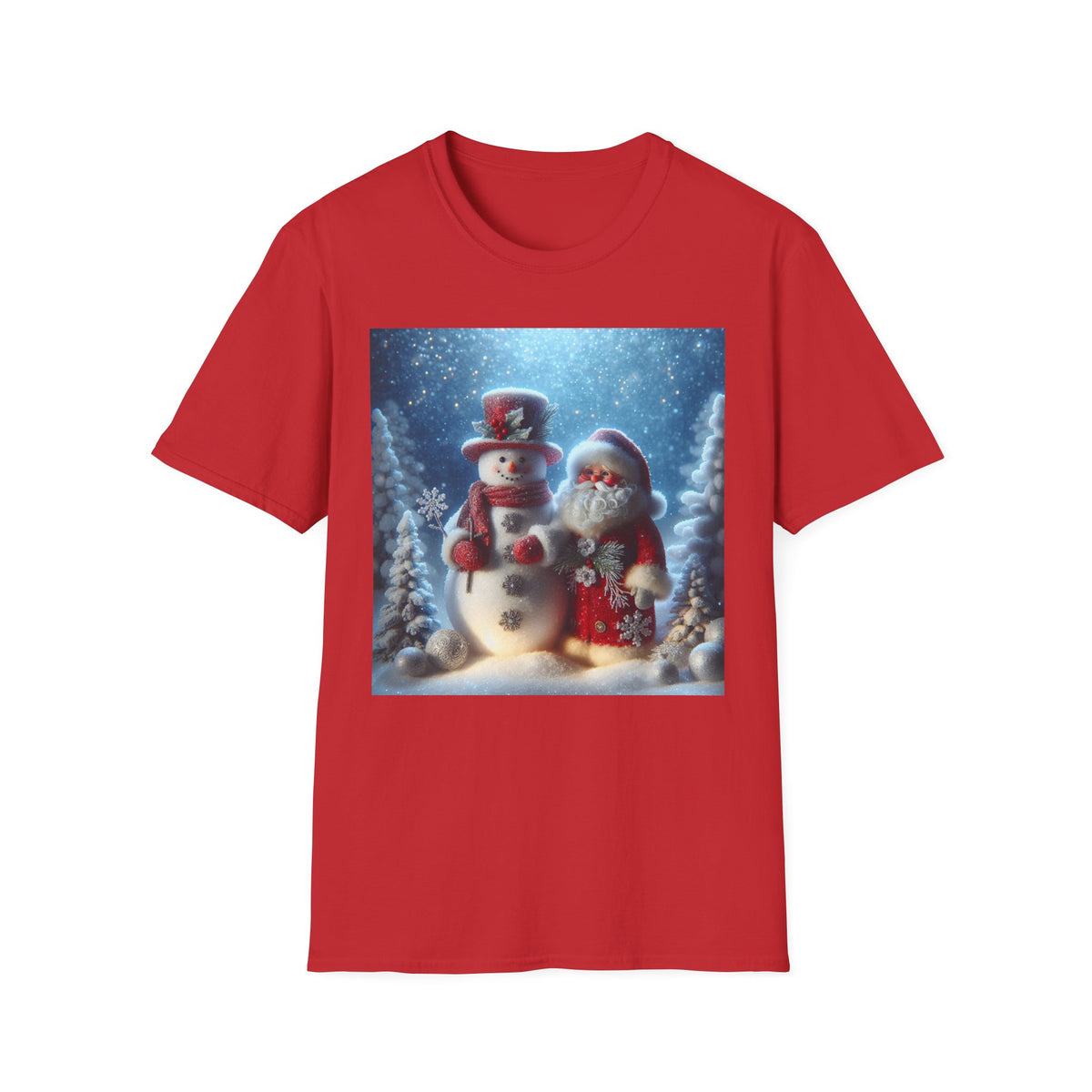 Christmas Santa & Snowman T-Shirt — Holiday Winter Scene Tee