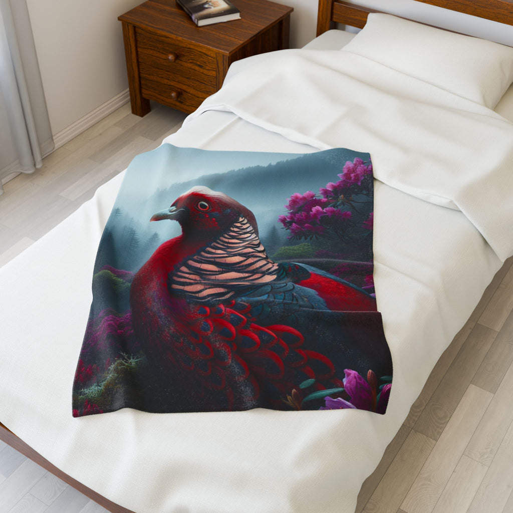 Velveteen Plush Blanket - Colorful Bird 2