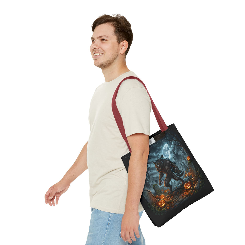 Halloween Werewolf Tote Bag – Spooky Graveyard Pumpkin Night Market Tote