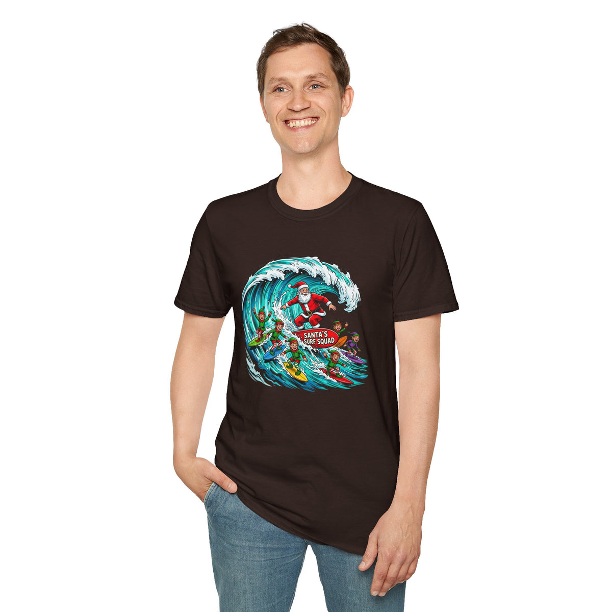 Santa’s Surf Christmas T-Shirt – Tropical Holiday Gift