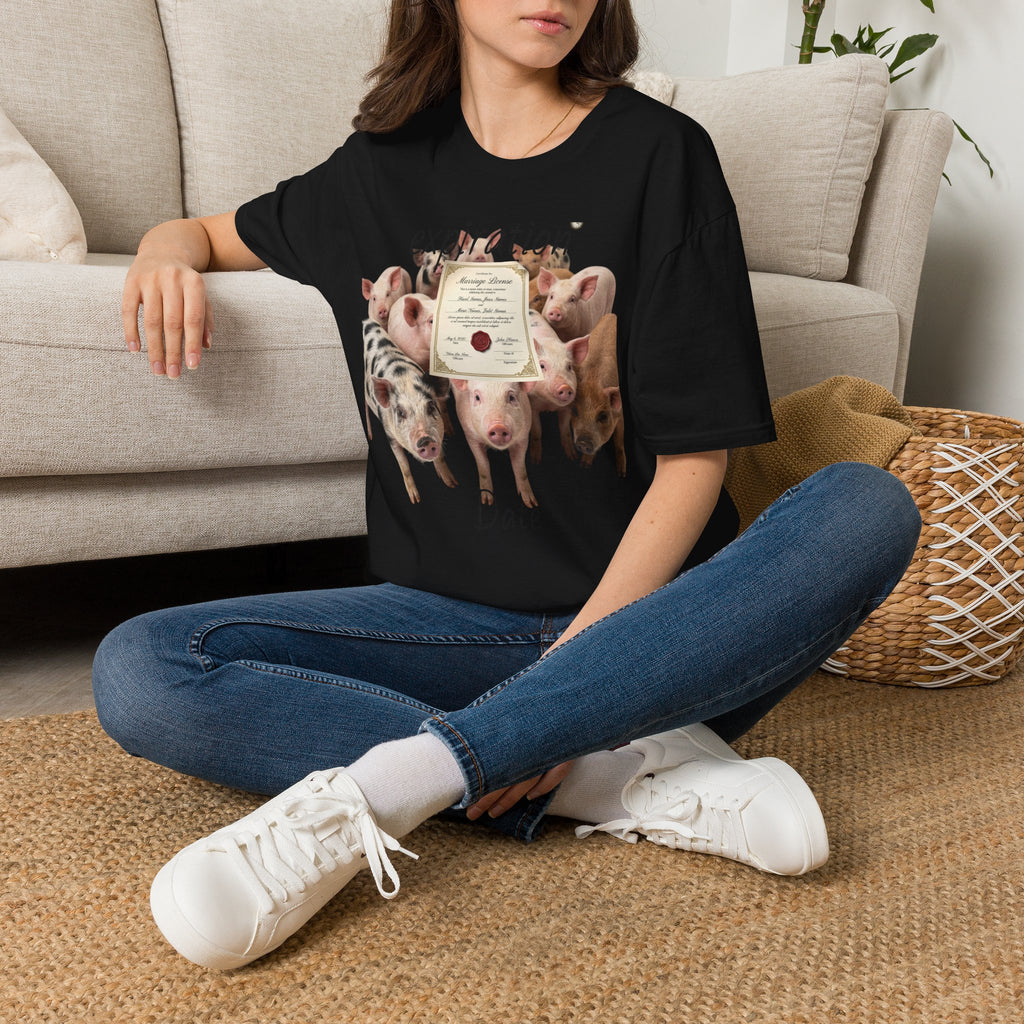 Pig Adoption Certificate T-Shirt — "Expiration Date" Cute Farm Piglet Tee