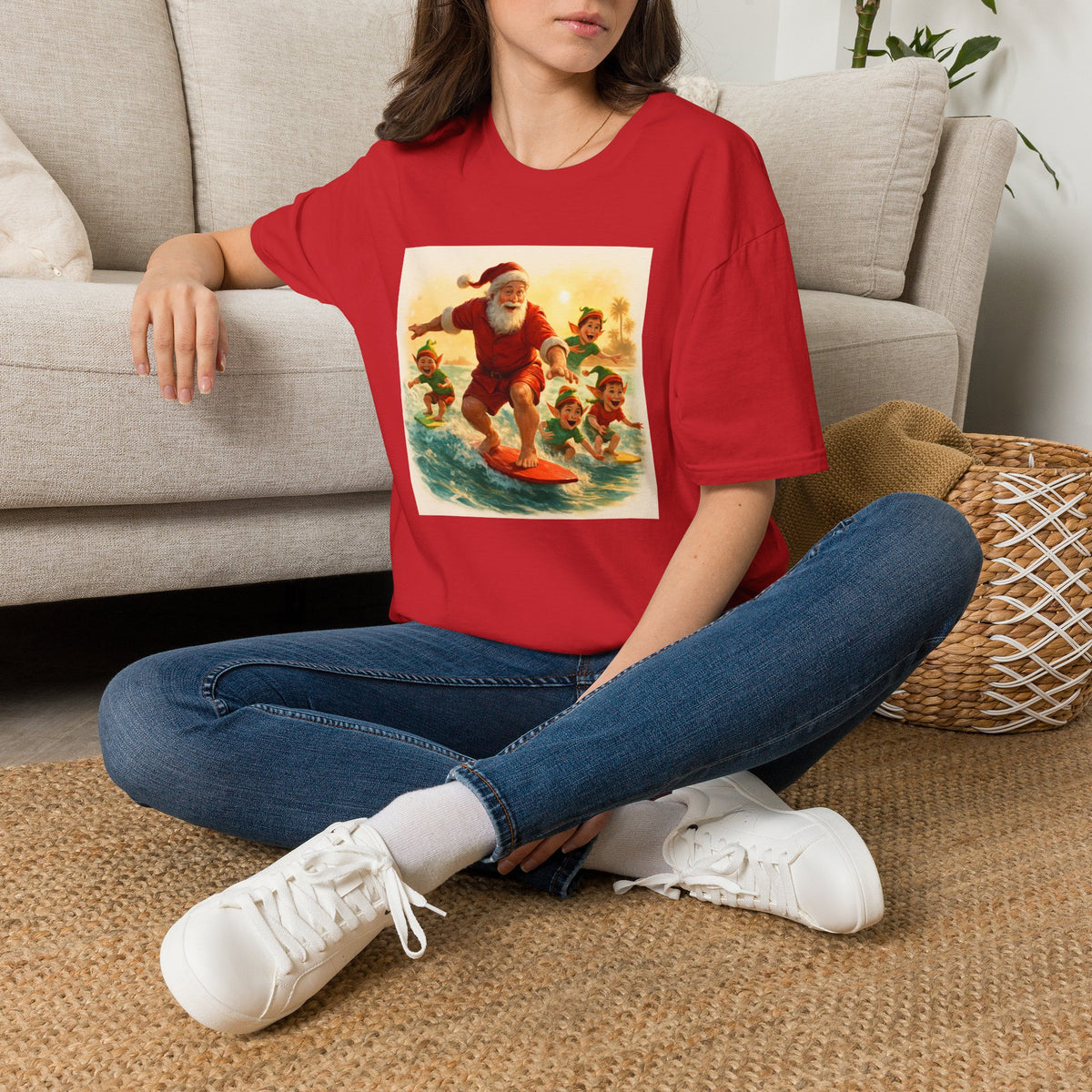 Surfing Santa Vintage Christmas T-Shirt