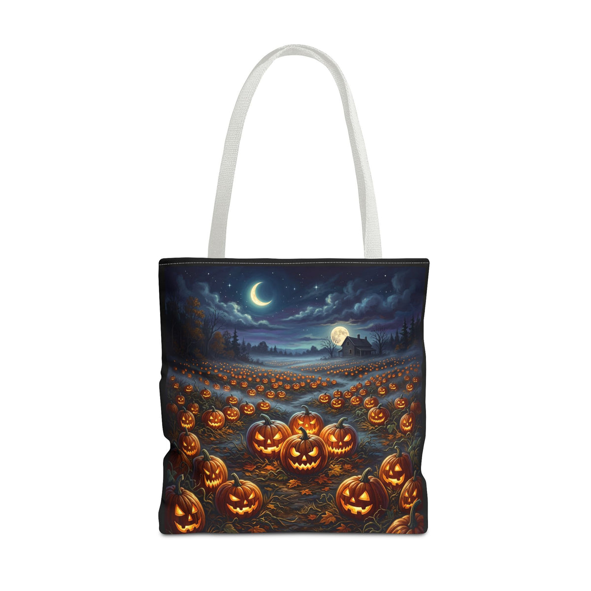 Halloween Pumpkin Patch Tote Bag — Spooky Night Jack-O'-Lantern Canvas Tote