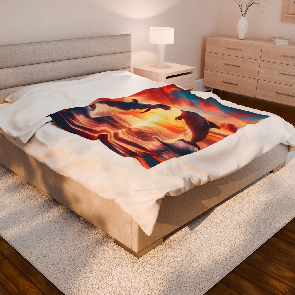 Velveteen Plush Blanket - Dolphins