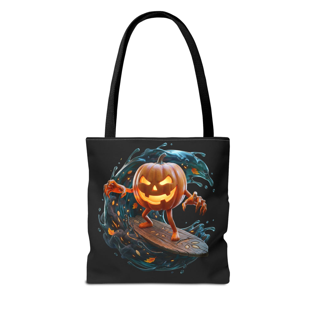 Halloween Pumpkin Surf Tote Bag — Spooky Jack-O'-Lantern Surfing Beach Tote