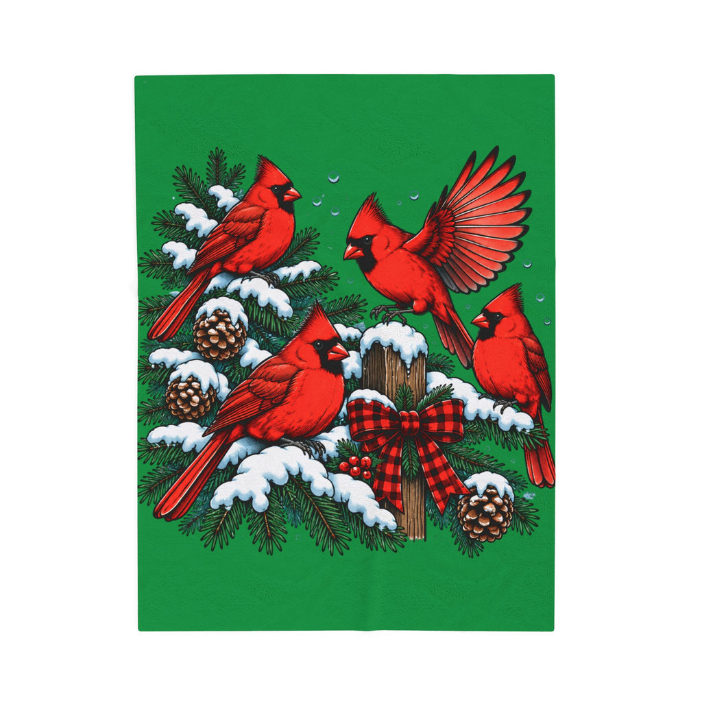 Christmas Cardinal Velveteen Plush Blanket