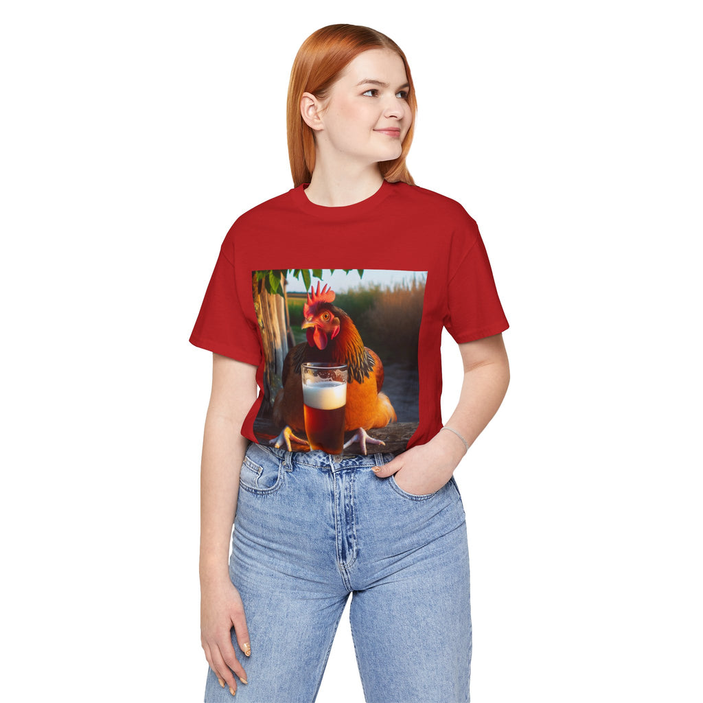 Funny Rooster with Beer Graphic Unisex T-Shirt