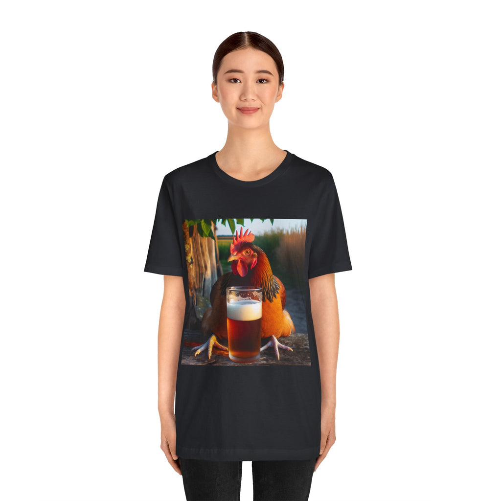 Funny Rooster with Beer Graphic Unisex T-Shirt