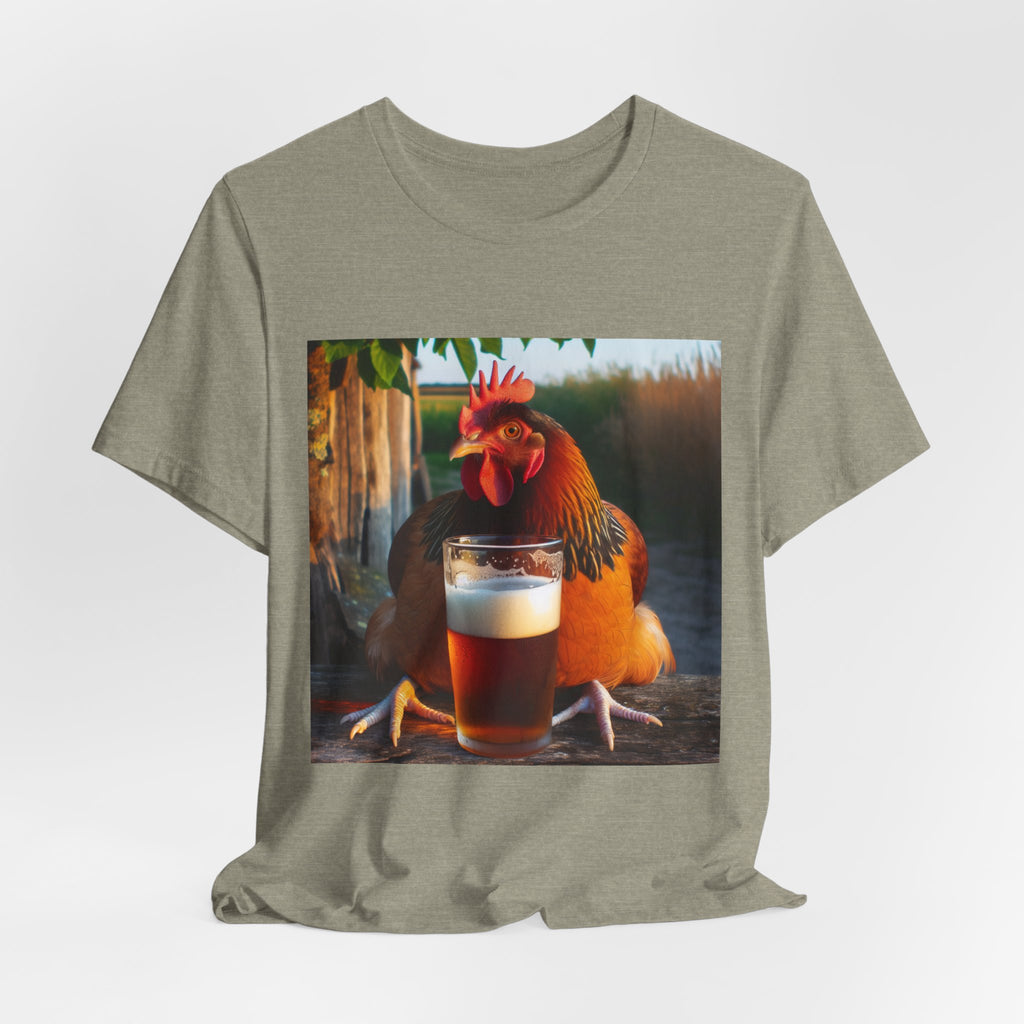 Funny Rooster with Beer Graphic Unisex T-Shirt