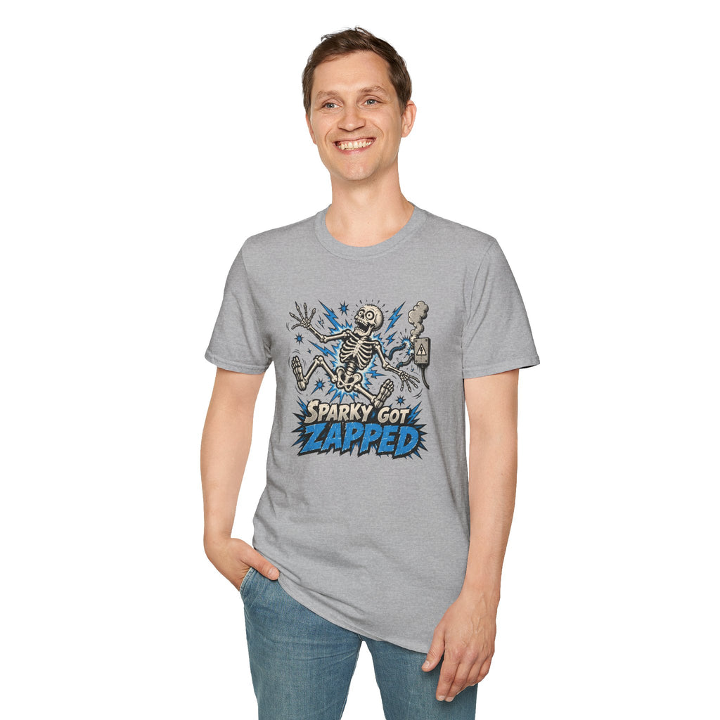 Sparky Got Zapped Skeleton Lightning T-Shirt