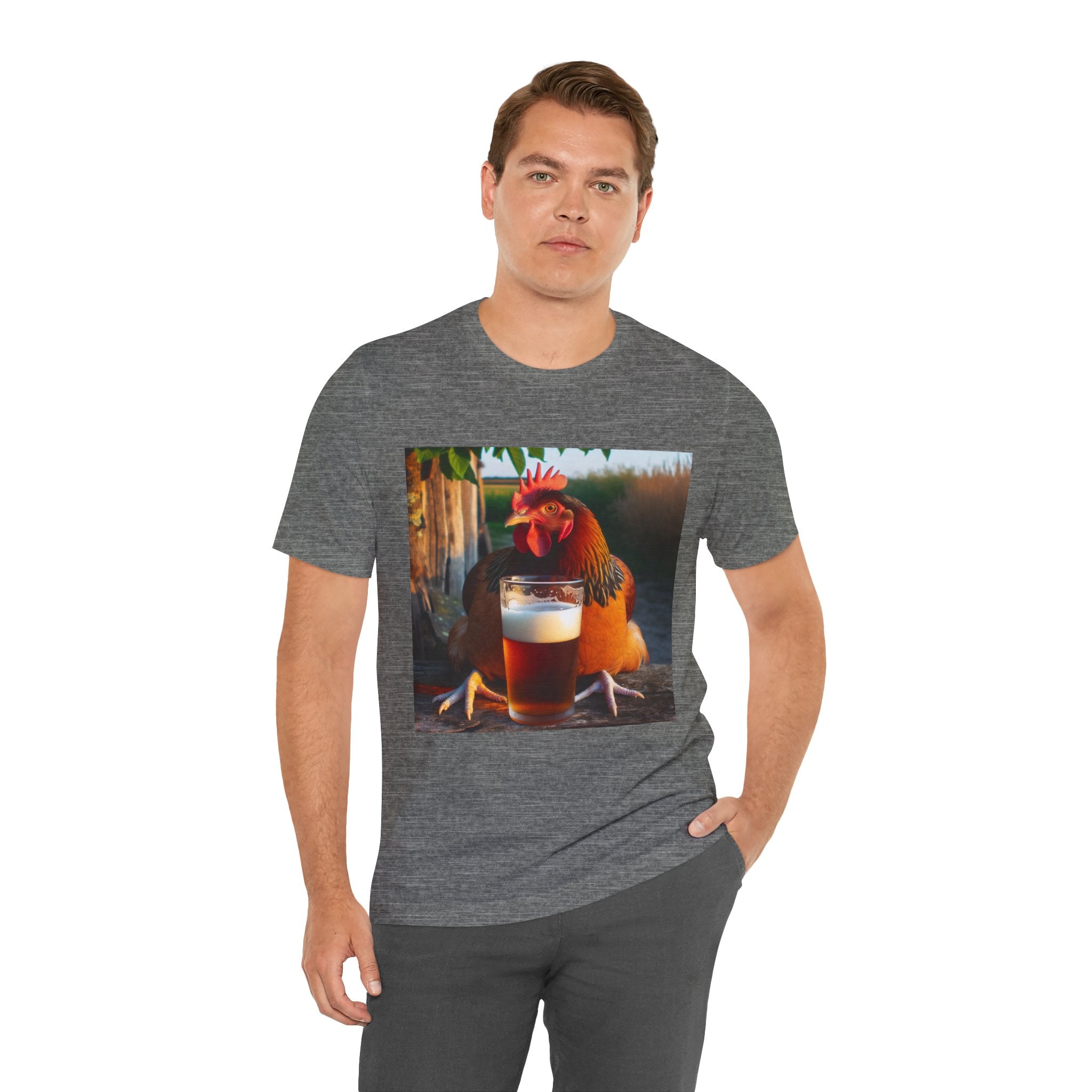 Funny Rooster with Beer Graphic Unisex T-Shirt