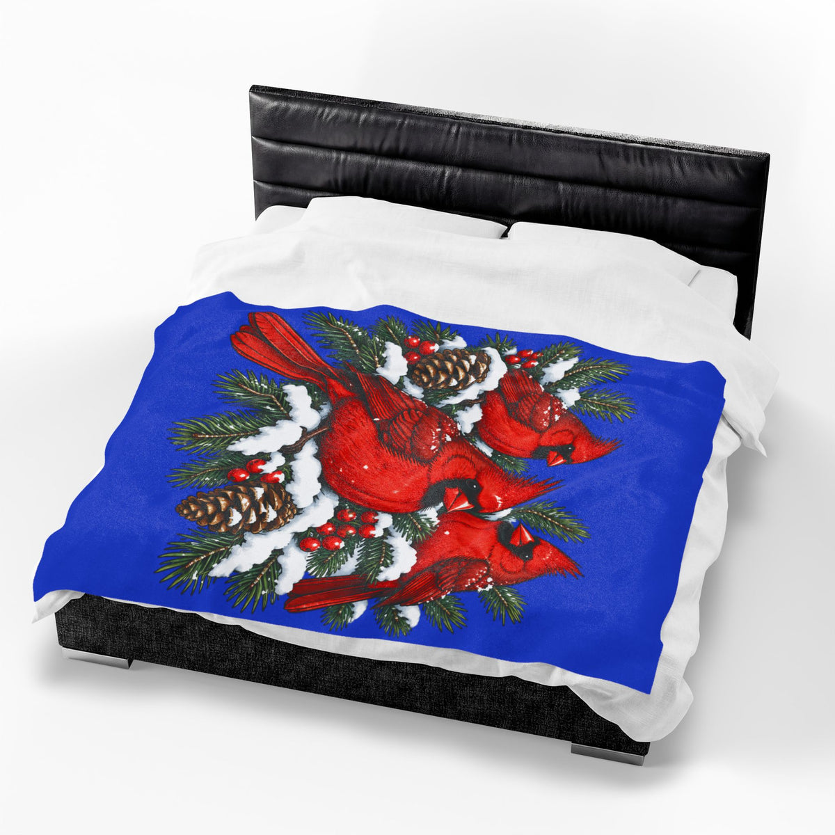 Cardinal Christmas Velveteen Plush Blanket