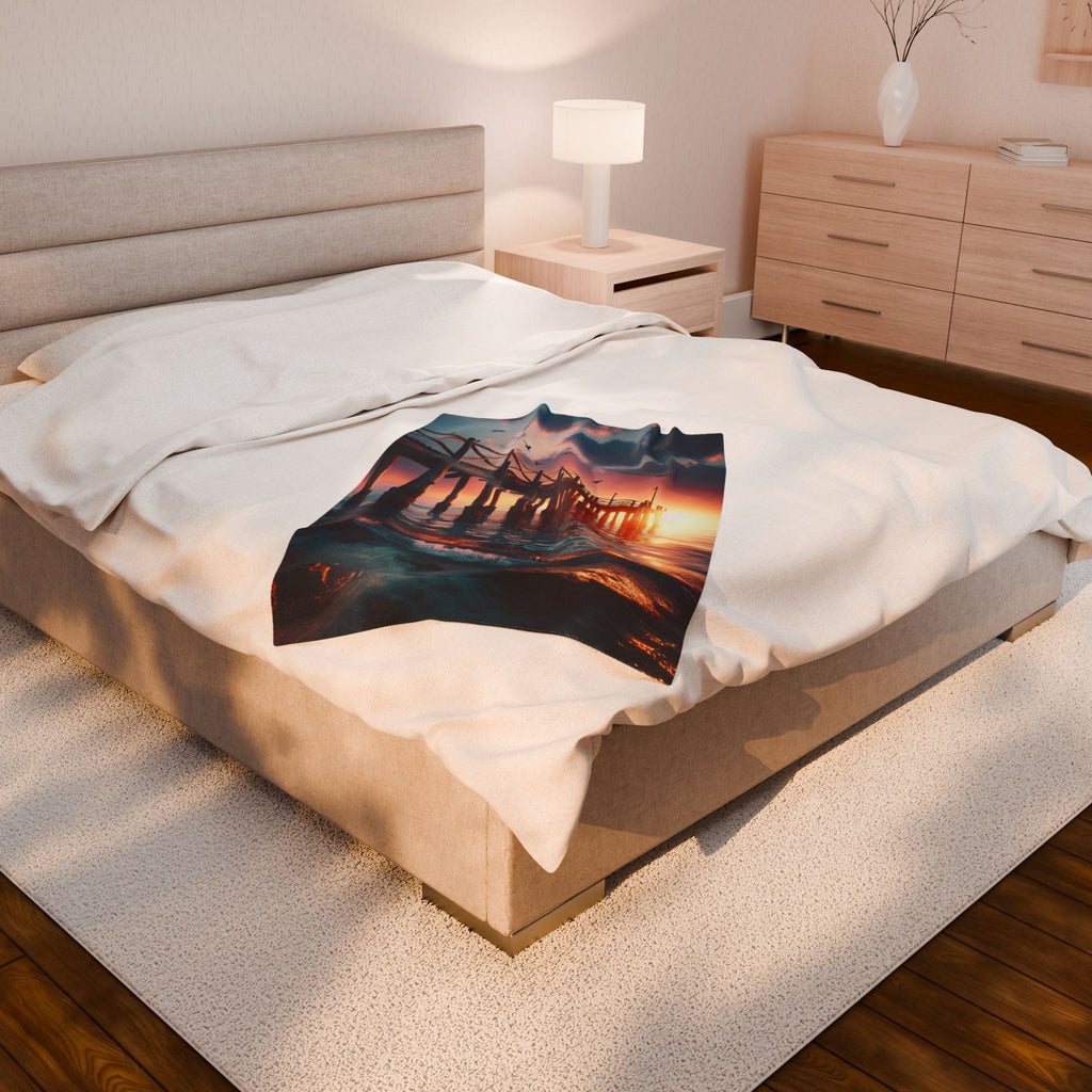 Velveteen Plush Blanket - Beach Pier