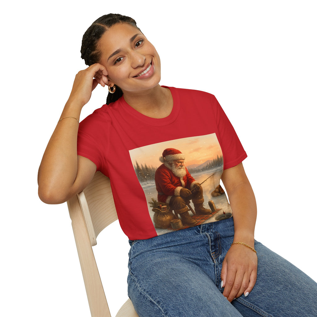 Santa Fishing Christmas T-Shirt