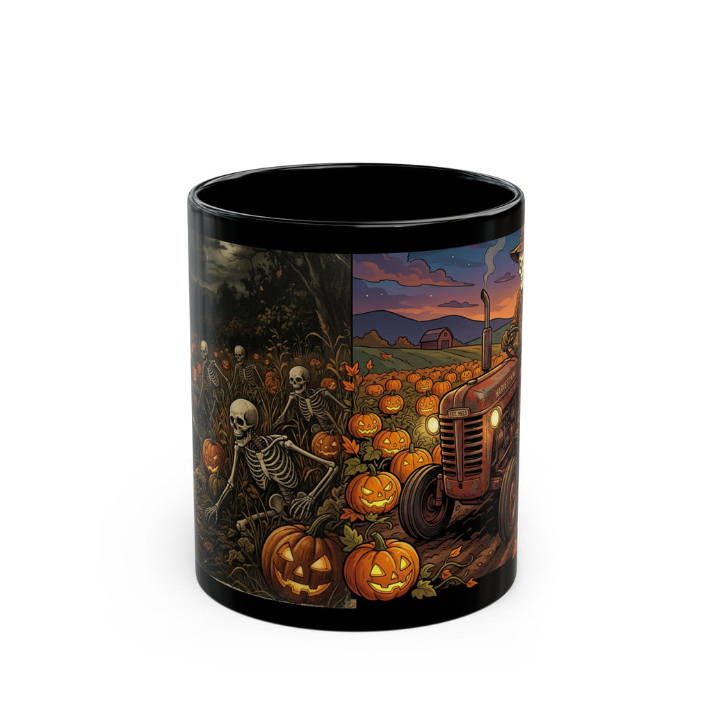 Halloween Pumpkin Patch Skeleton Mug — Spooky Farm Coffee Cup (11oz/15oz)