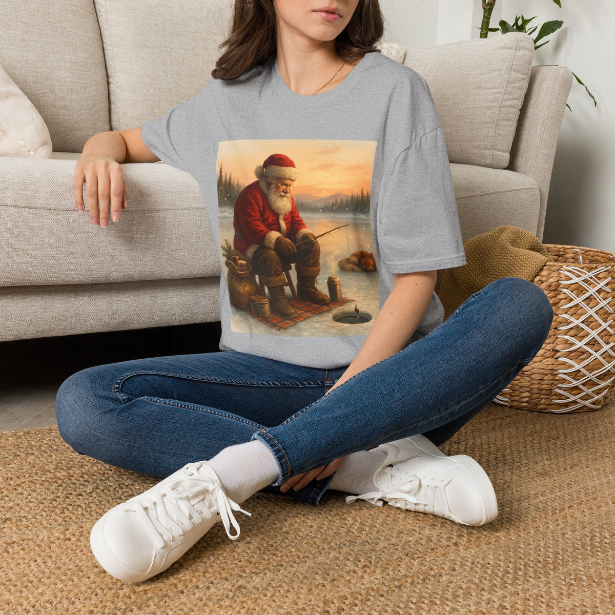 Santa Fishing Christmas T-Shirt