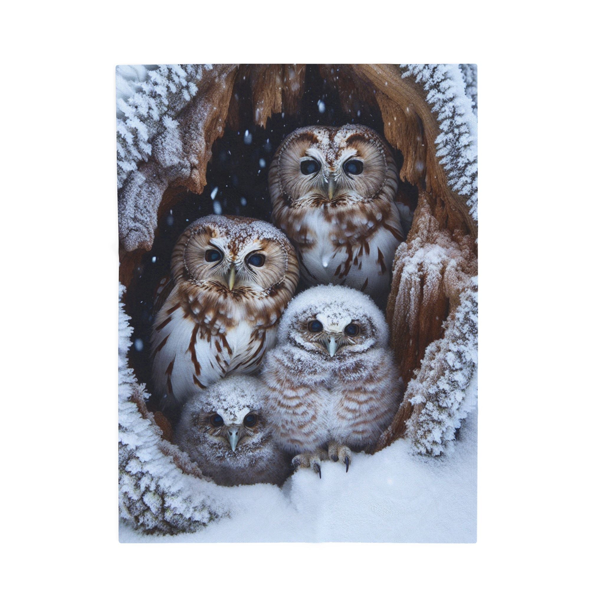 Velveteen Plush Blanket - Owls