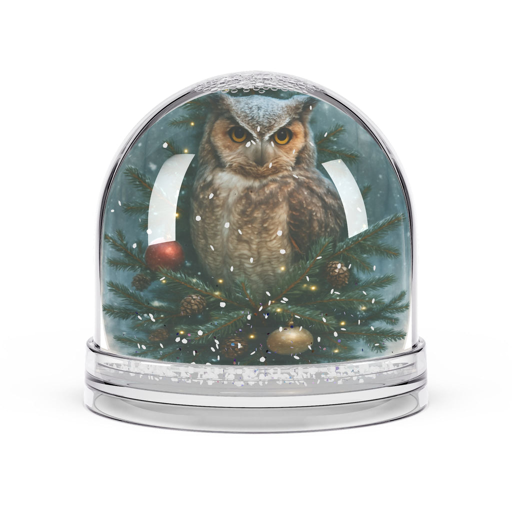 Owl in Christmas Tree Snow Globe — Festive Winter Home Decor Gift