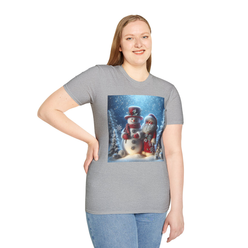 Christmas Santa & Snowman T-Shirt — Holiday Winter Scene Tee