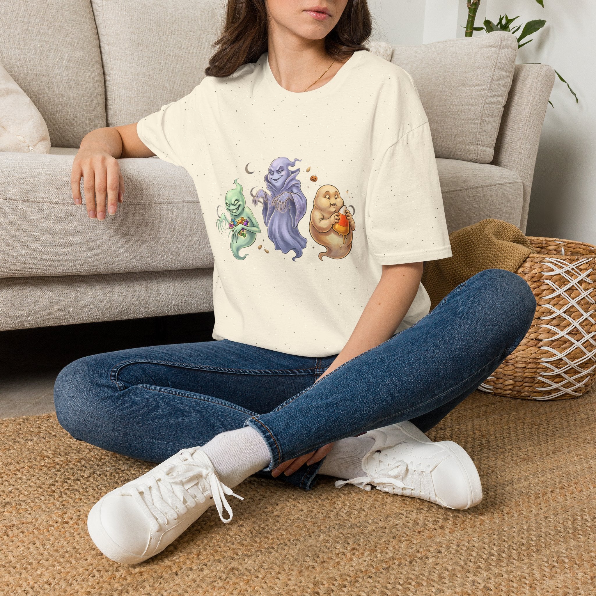 Three Quirky Ghosts Halloween Unisex Softstyle T-Shirt