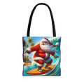 Surfing Santa Tote Bag — Tropical Christmas Beach Holiday Tote