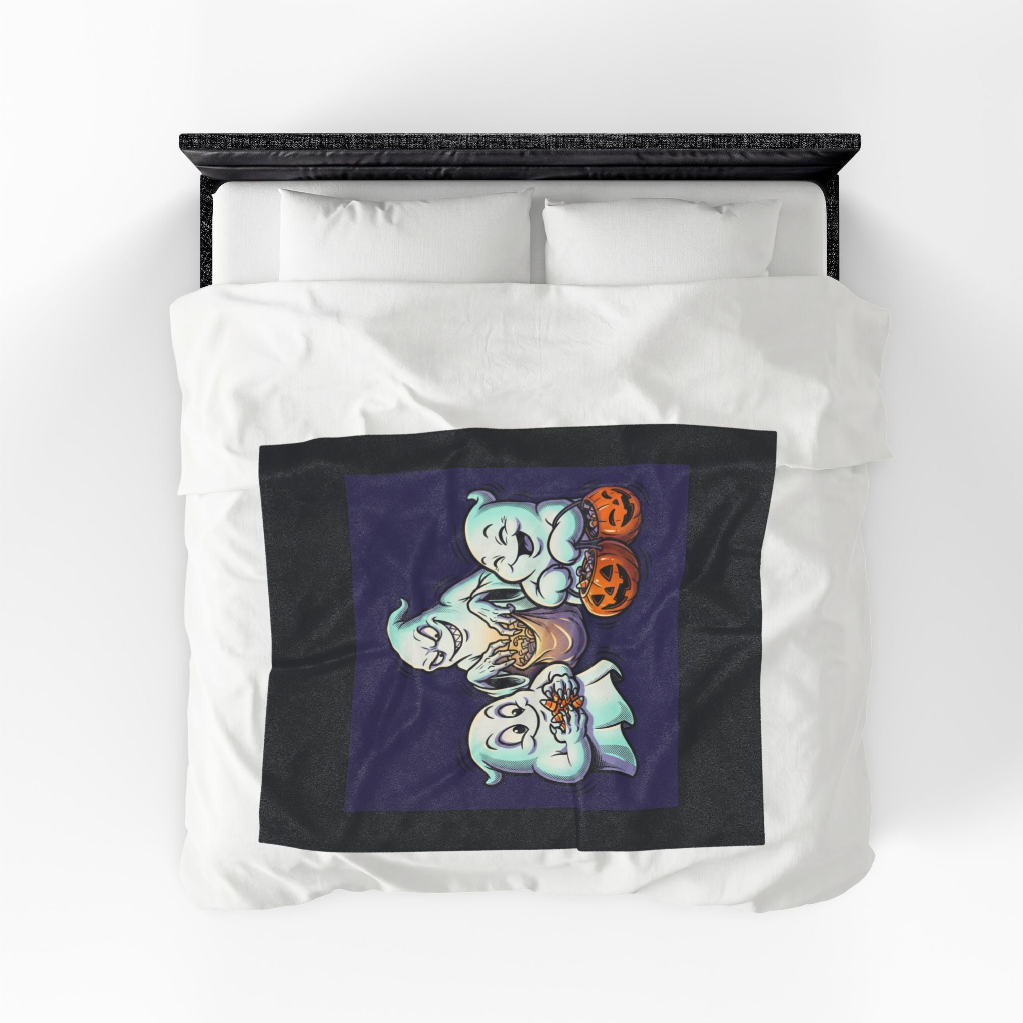 Three Ghosts Trick-or-Treat Halloween Velveteen Plush Blanket