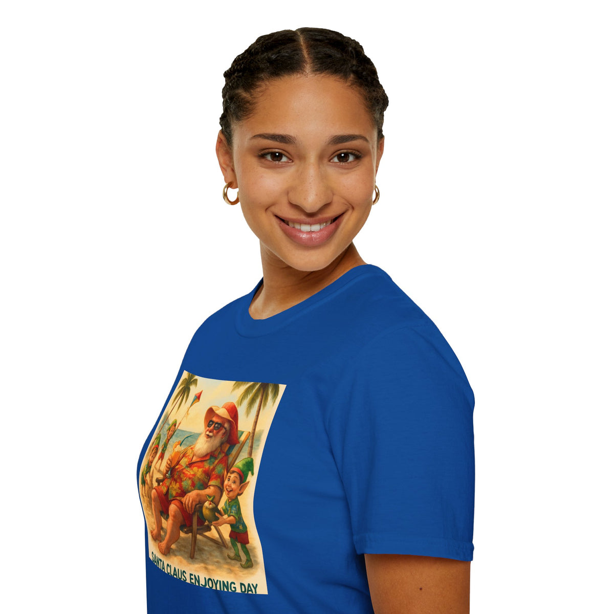 Santa Claus Enjoying Day T-Shirt – Retro Beach Holiday Tee