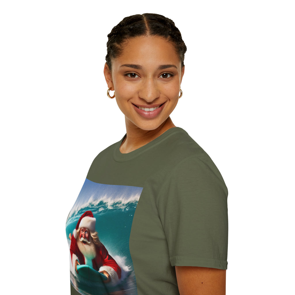 Surfing Santa T-Shirt — Funny Christmas Surf Holiday Tee
