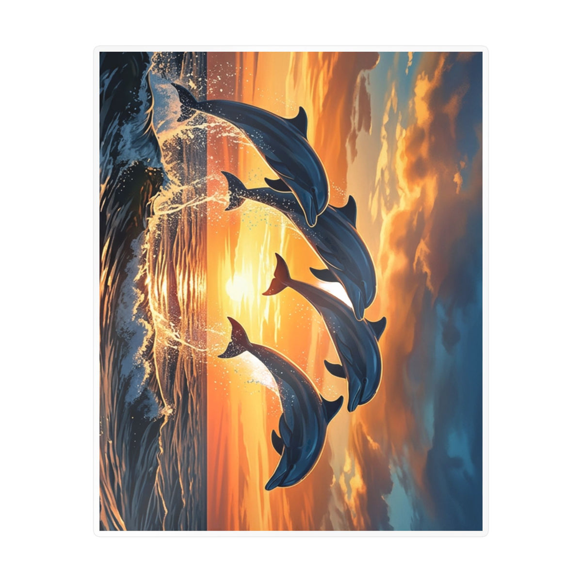 Dolphin Sunset Kiss-Cut Vinyl Decal