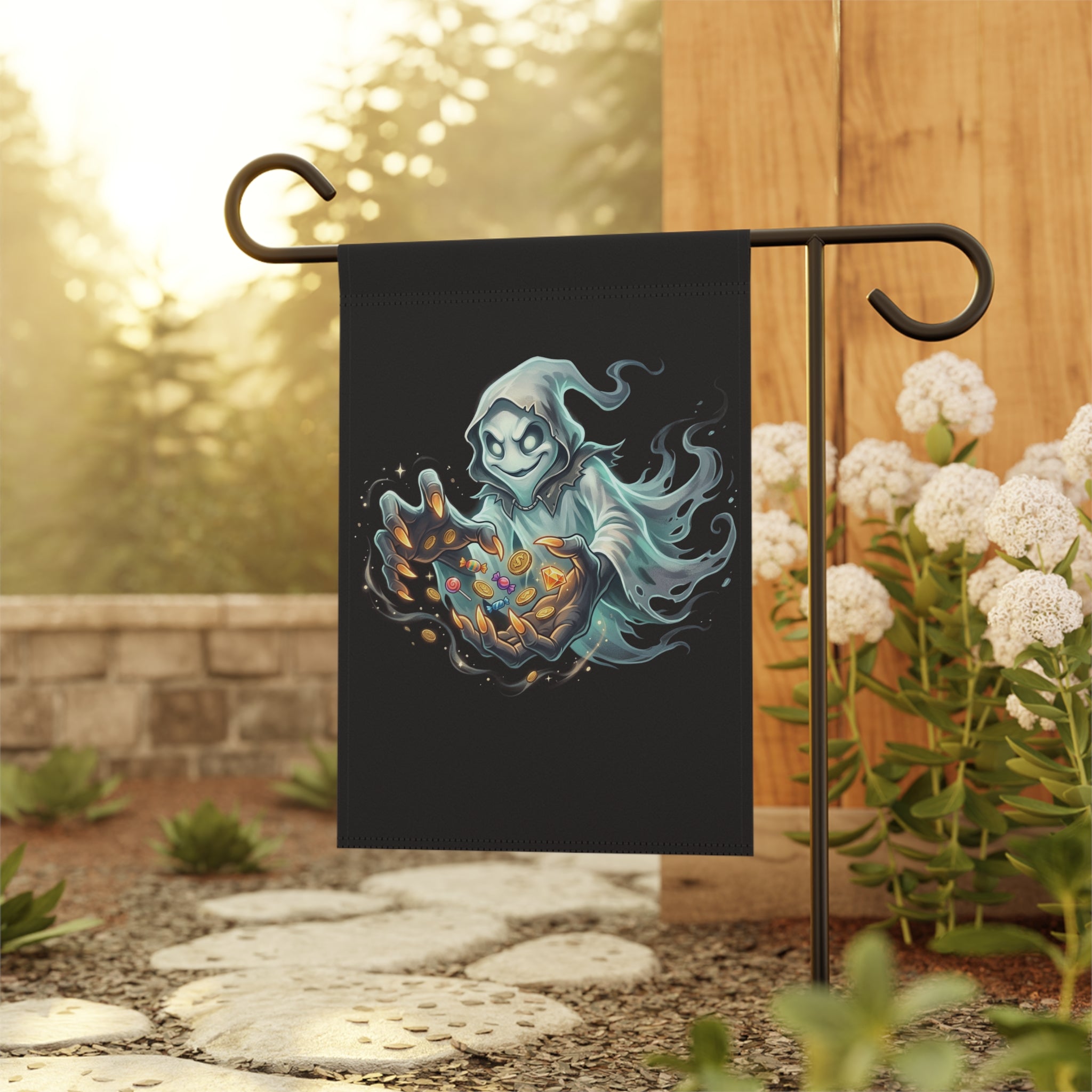 Teal Specter Halloween Garden & House Banner