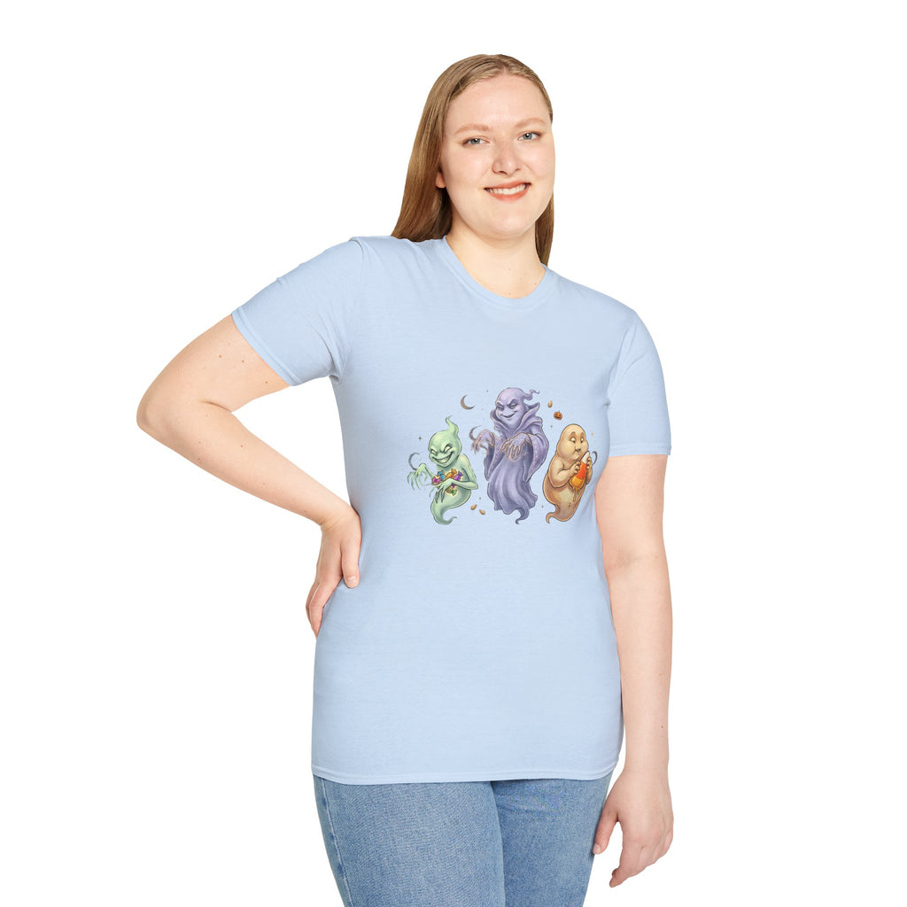 Three Quirky Ghosts Halloween Unisex Softstyle T-Shirt