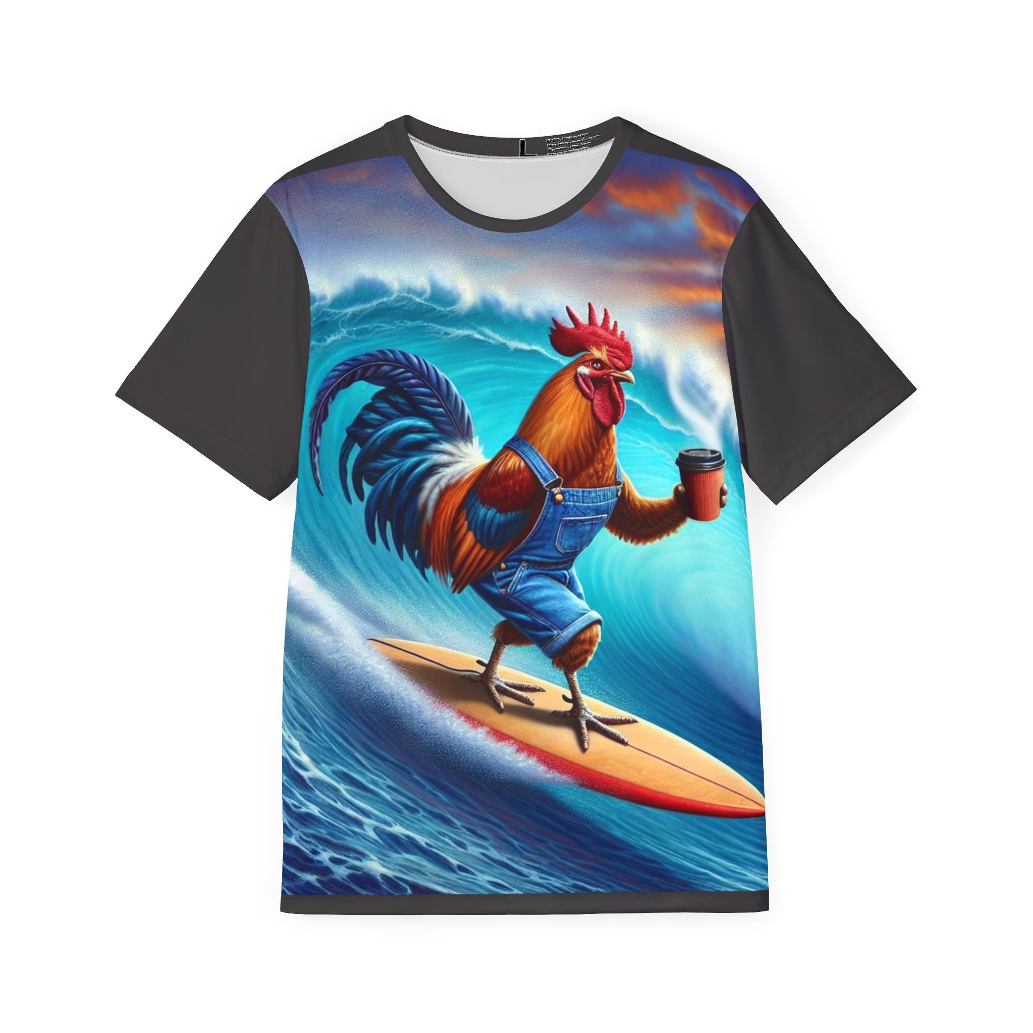 Rooster Surfing Jersey — Funny Surfing Rooster Athletic Tee