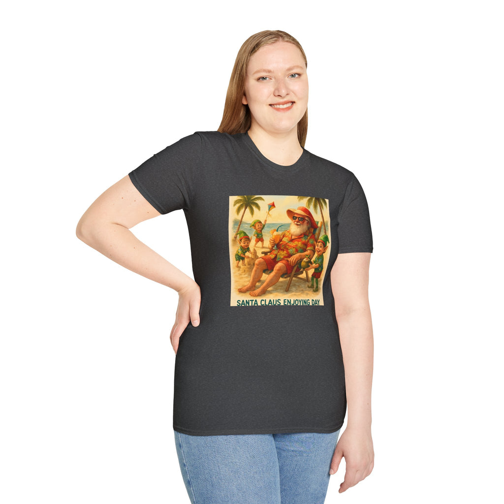 Santa Claus Enjoying Day T-Shirt – Retro Beach Holiday Tee