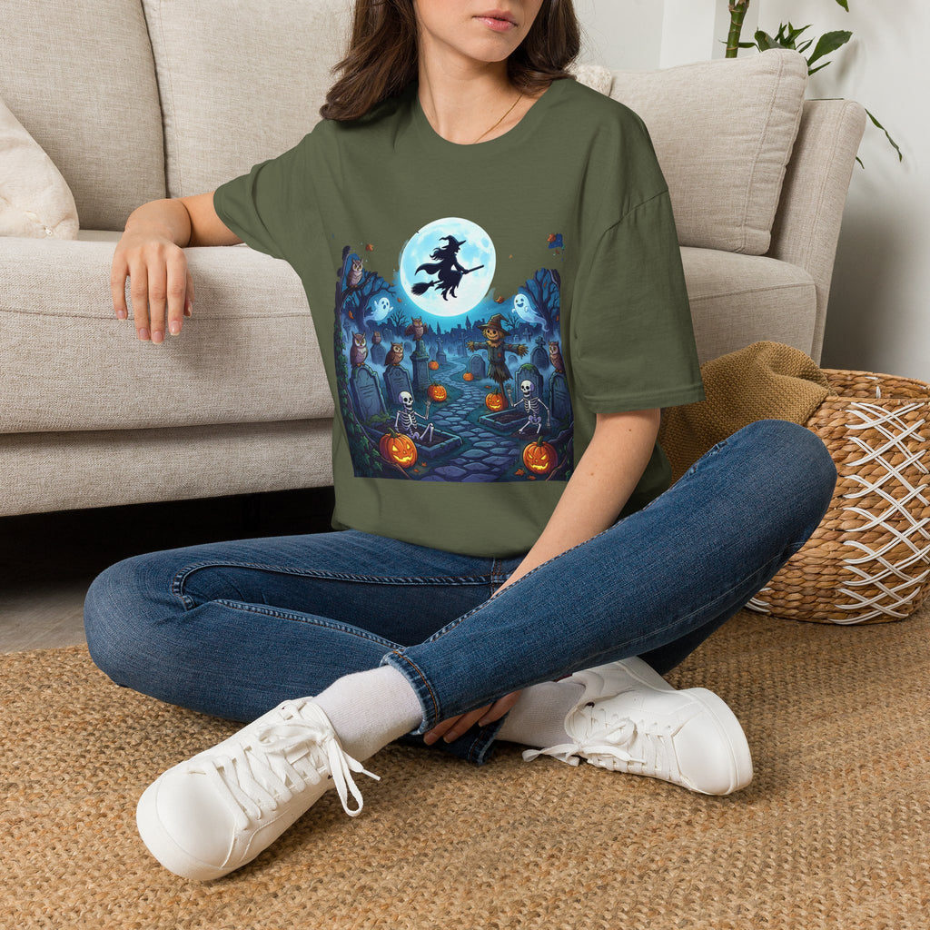 Halloween Witch Moon T-Shirt — Spooky Graveyard Night Tee