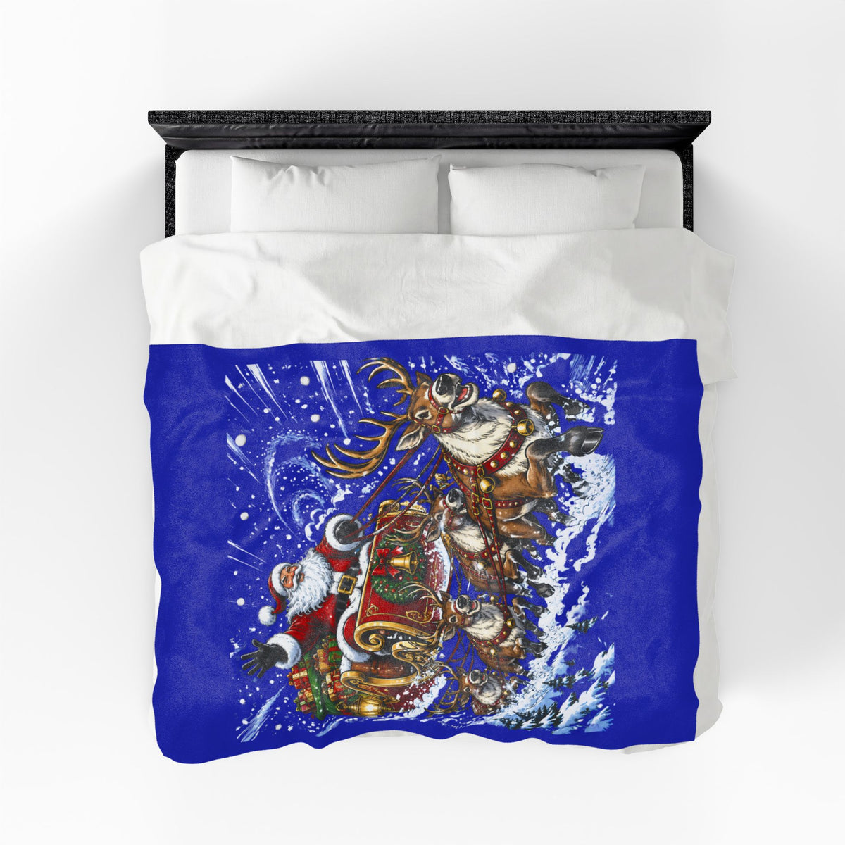 Santa’s Sleigh Christmas Velveteen Plush Blanket