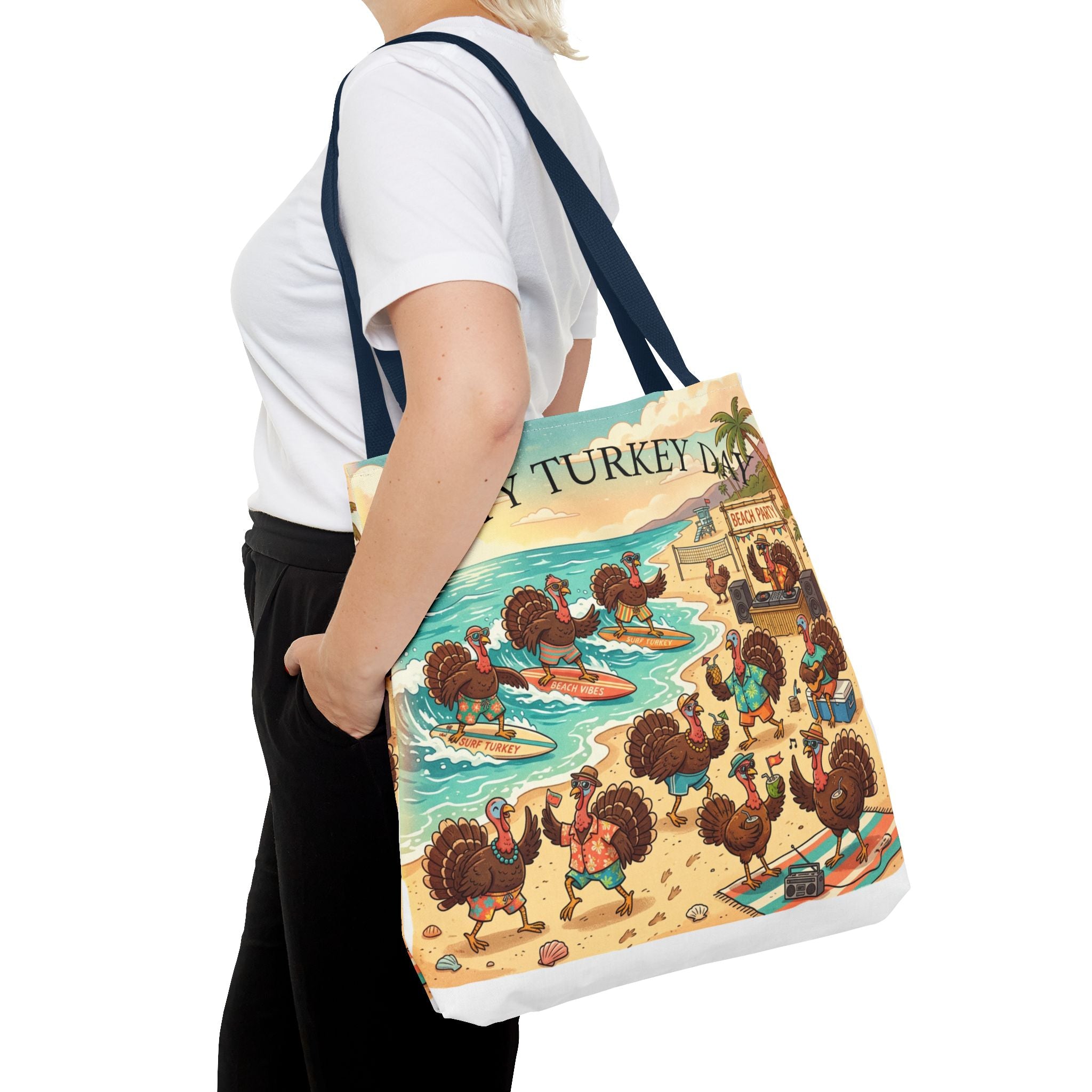 Turkeys Beach Tote Bag – Funny Thanksgiving Summer Beach Tote