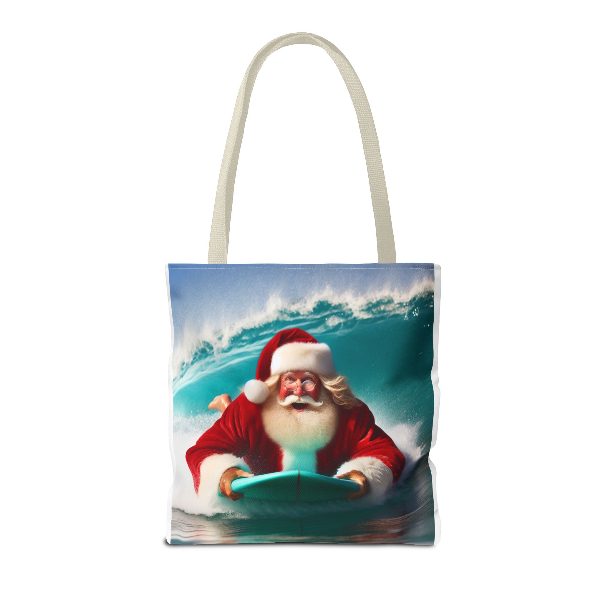 Christmas Surfing Santa Tote Bag – Festive Beach Holiday Shopper