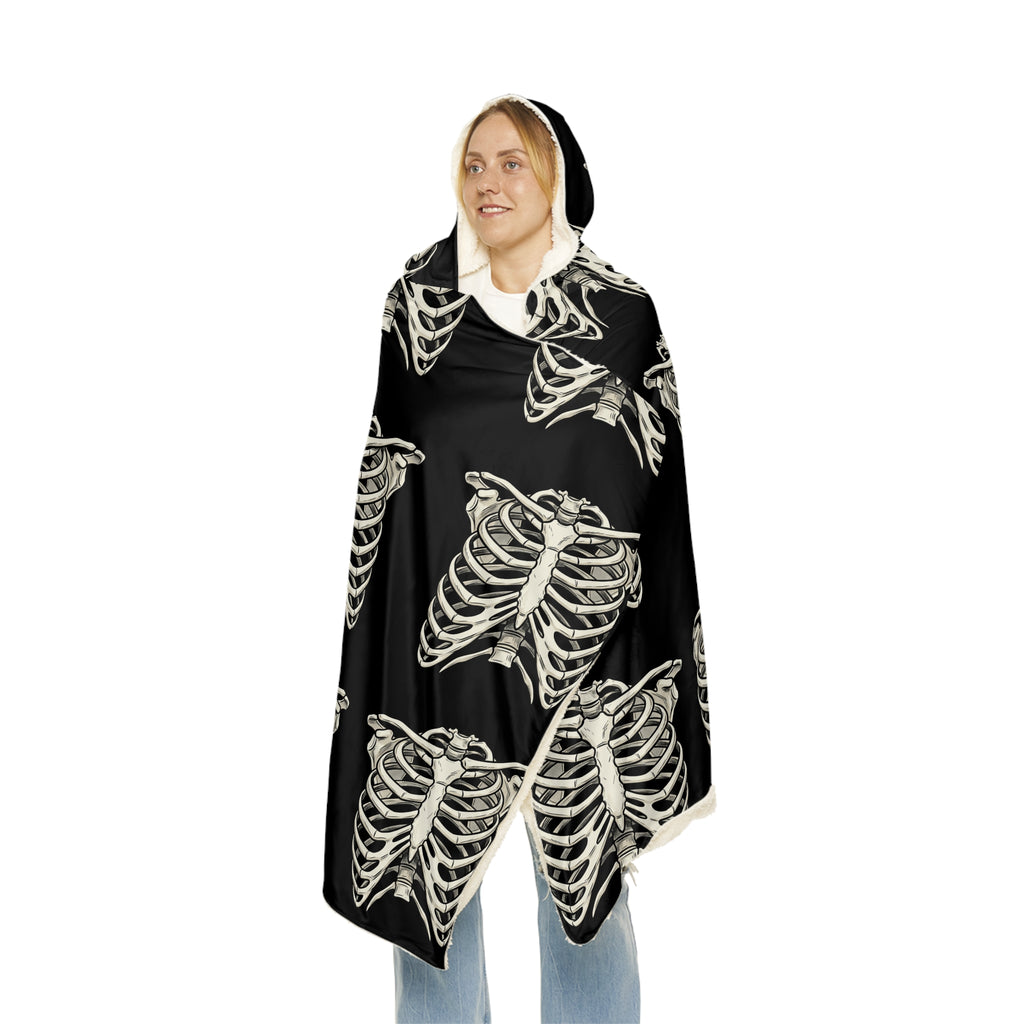 Hooded Skeleton Ribcage Snuggle Blanket – Cozy Halloween Throw