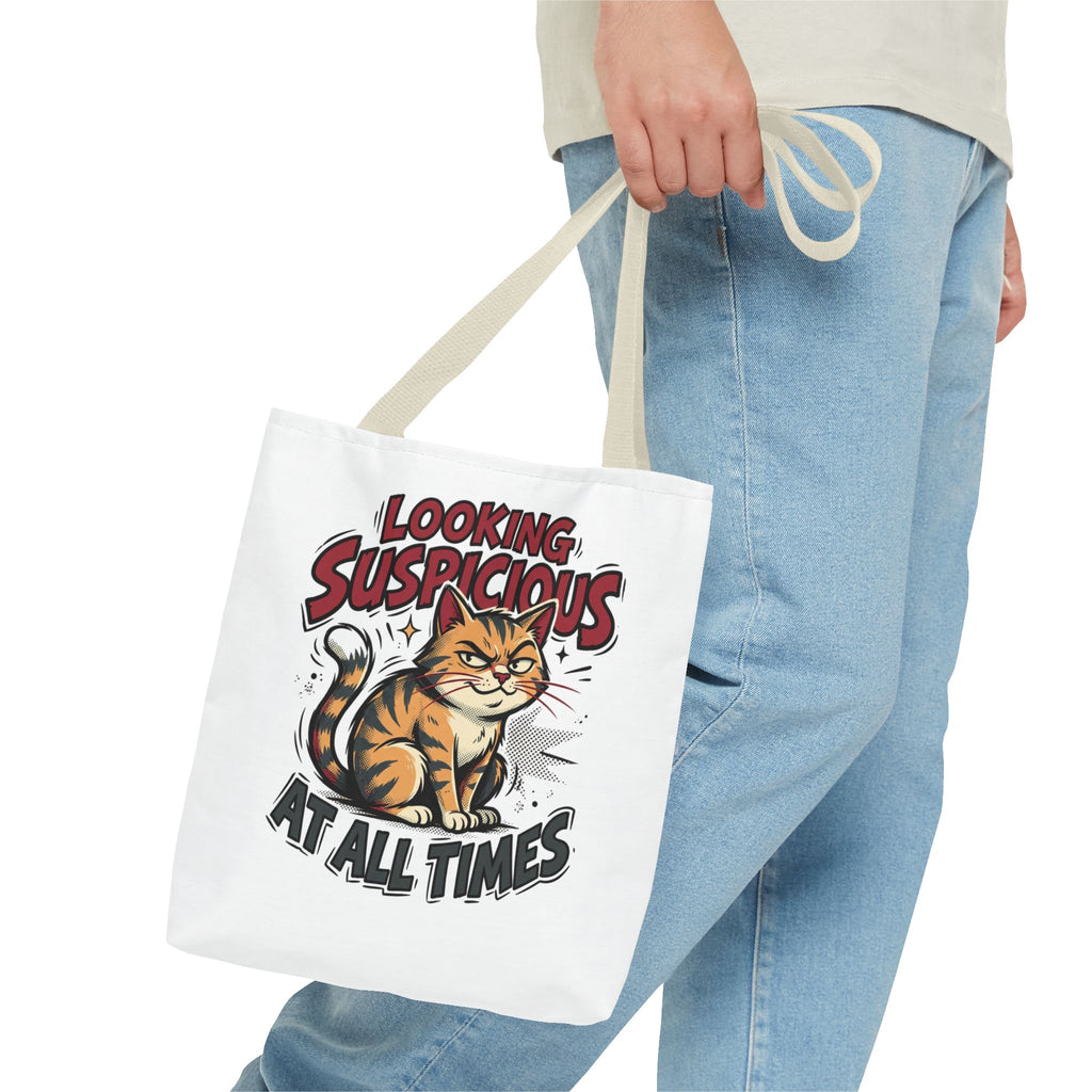 Looking Suspicious Cat Tote Bag - Funny Cat Lover Canvas Shopper