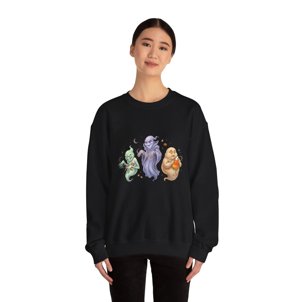 Three Quirky Ghosts Halloween Unisex Heavy Blend Crewneck Sweatshirt