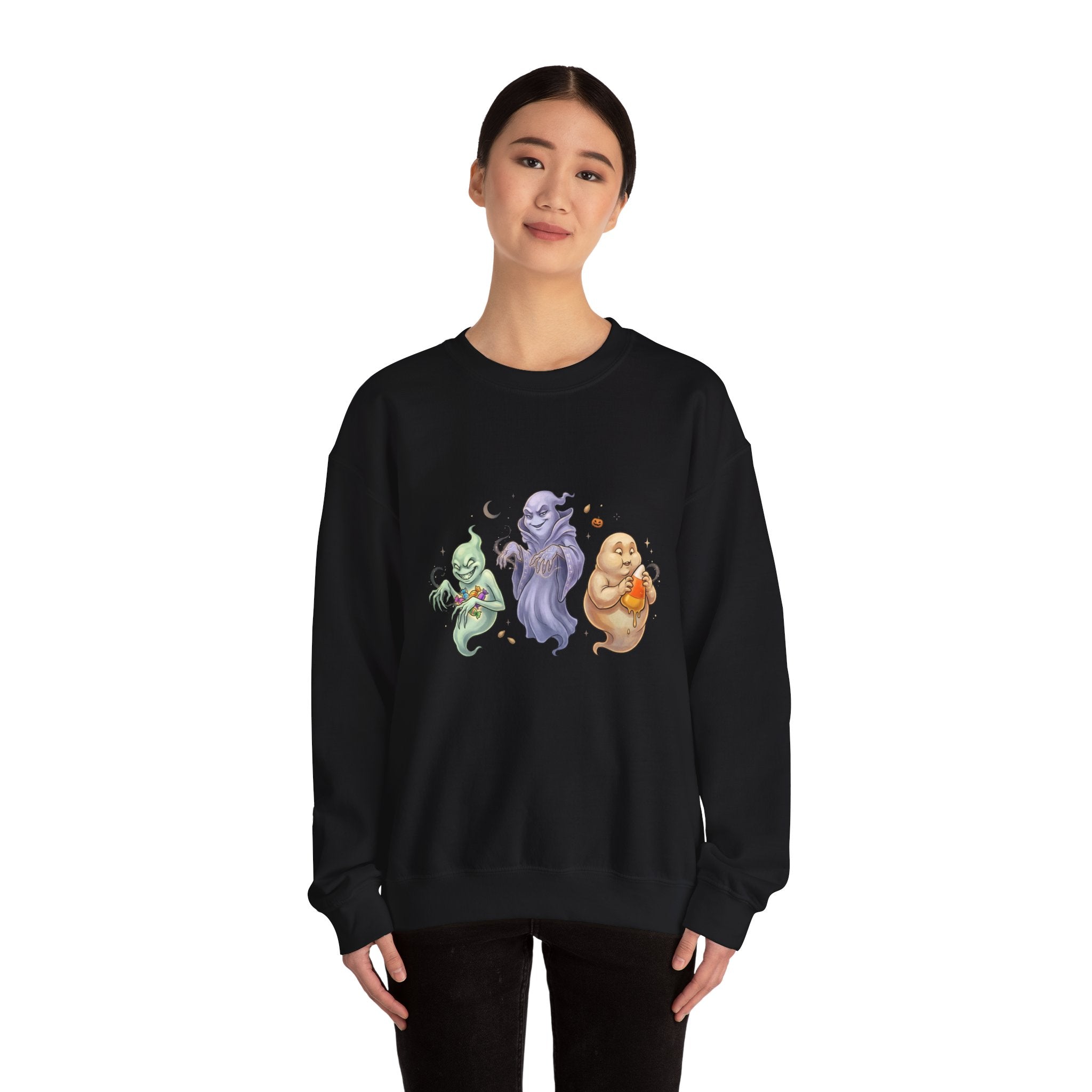 Three Quirky Ghosts Halloween Unisex Heavy Blend Crewneck Sweatshirt