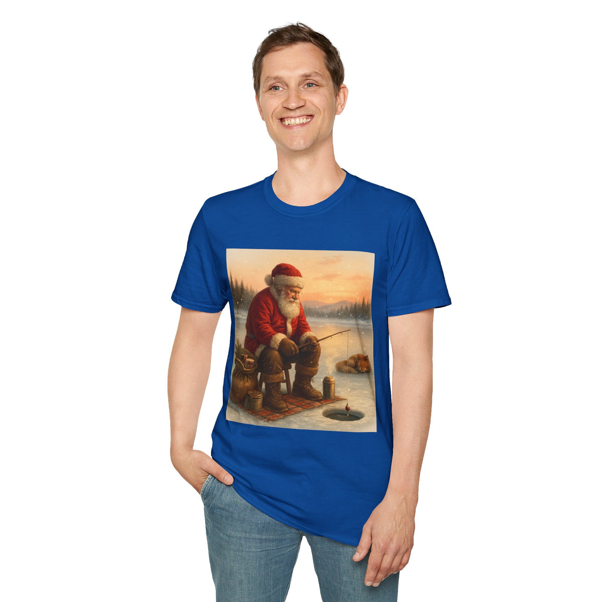 Santa Fishing Christmas T-Shirt