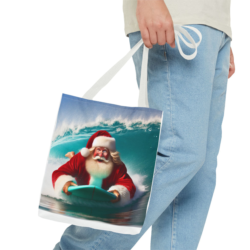 Christmas Surfing Santa Tote Bag – Festive Beach Holiday Shopper
