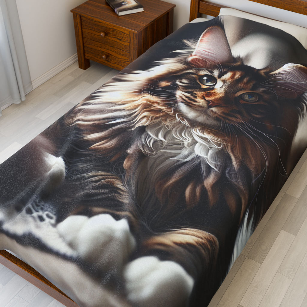 Velveteen Plush Blanket - Maine Coon Cat 2