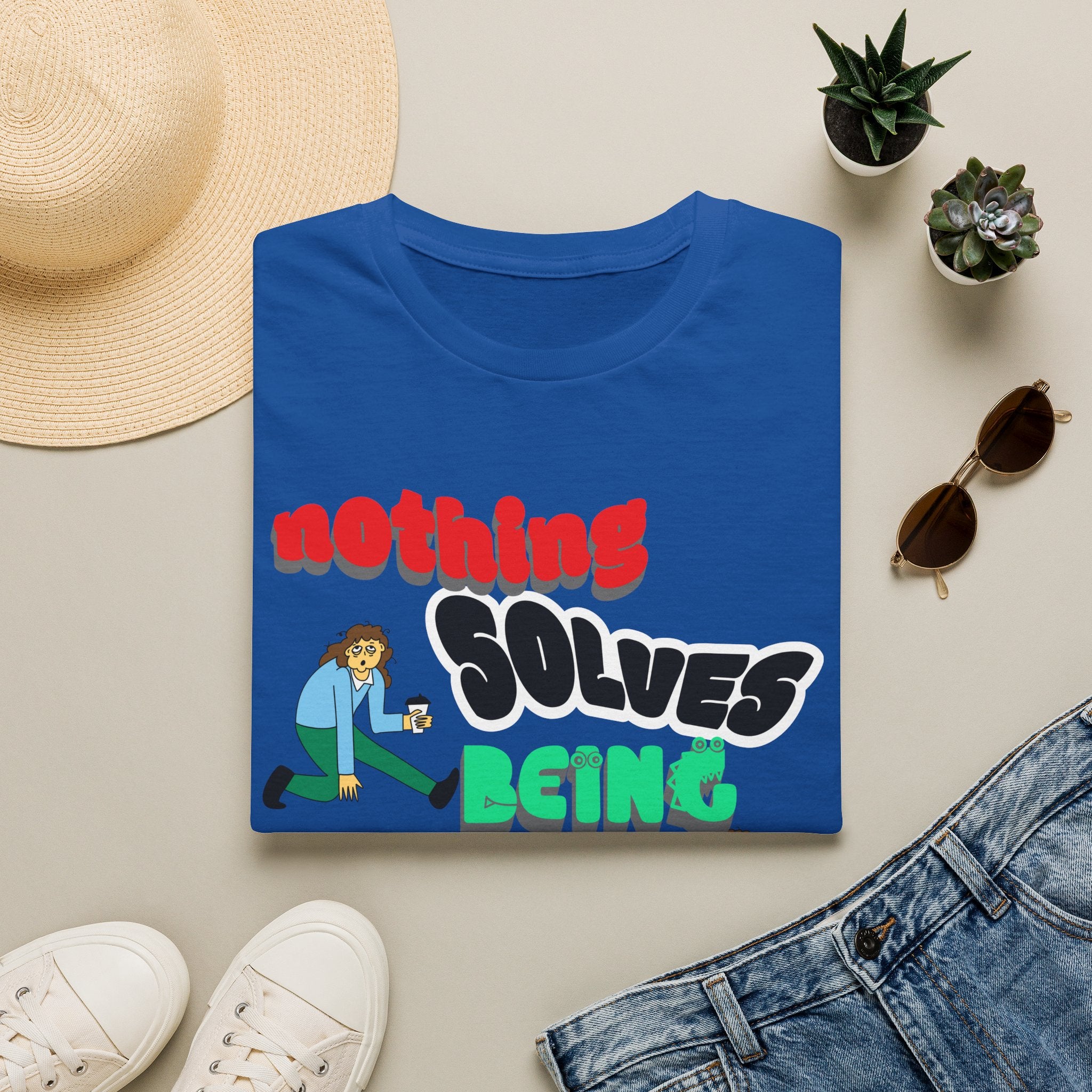 NOTHING SOLVES BEING OVER WORK Unisex Softstyle T-Shirt