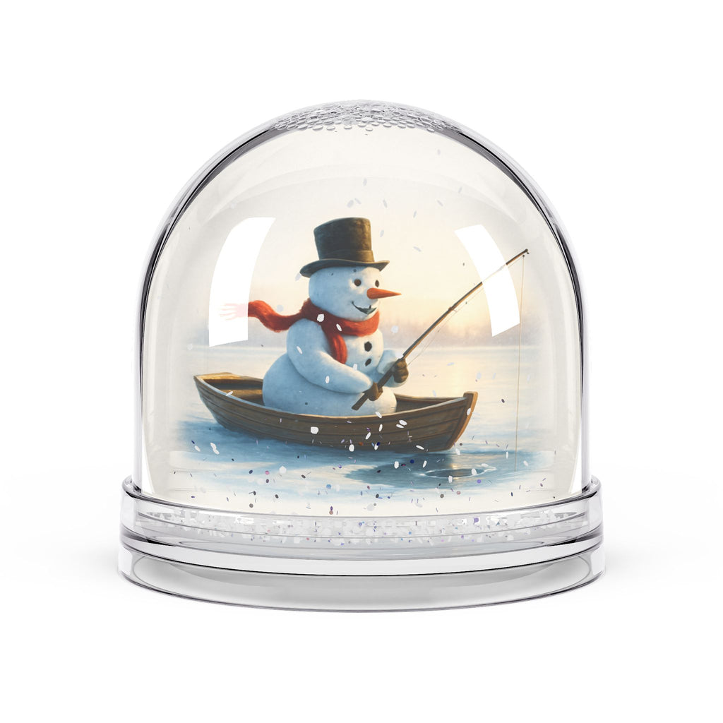 Snowman Fishing Snow Globe – Cute Winter Holiday Decor