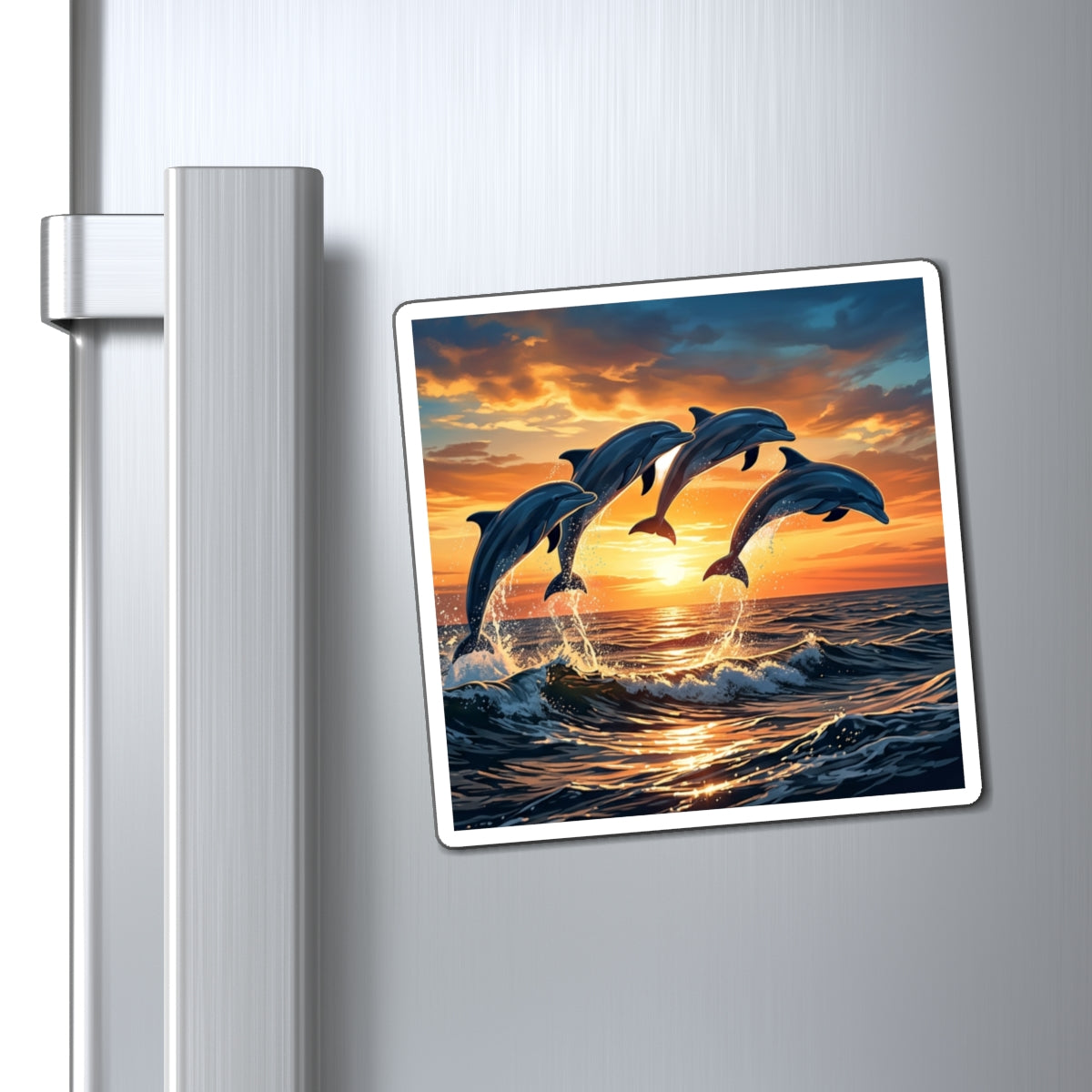 Dolphin Sunset Ocean Magnets