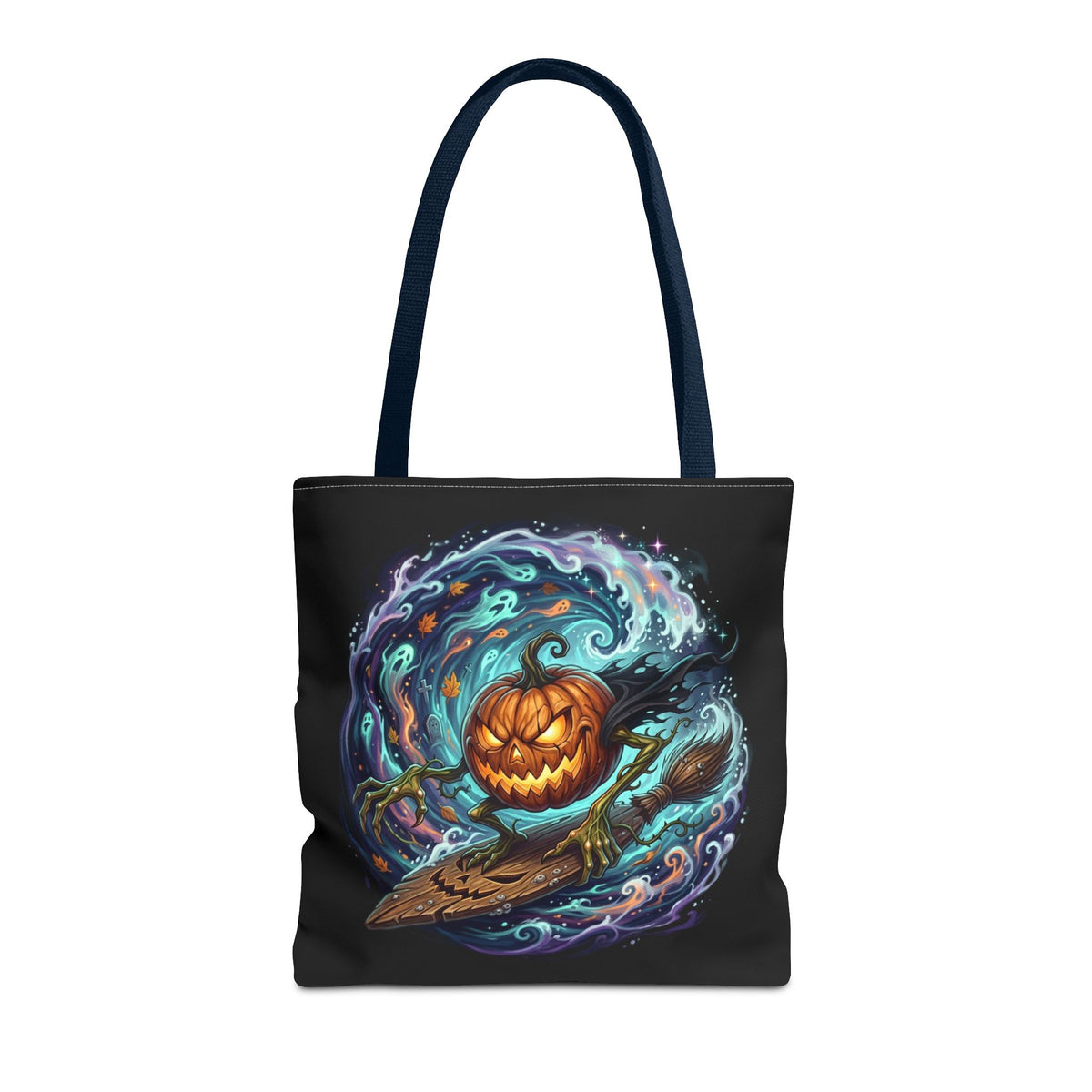 Halloween Surfing Pumpkin Tote Bag — Spooky Jack-o'-Lantern Beach Wave Tote
